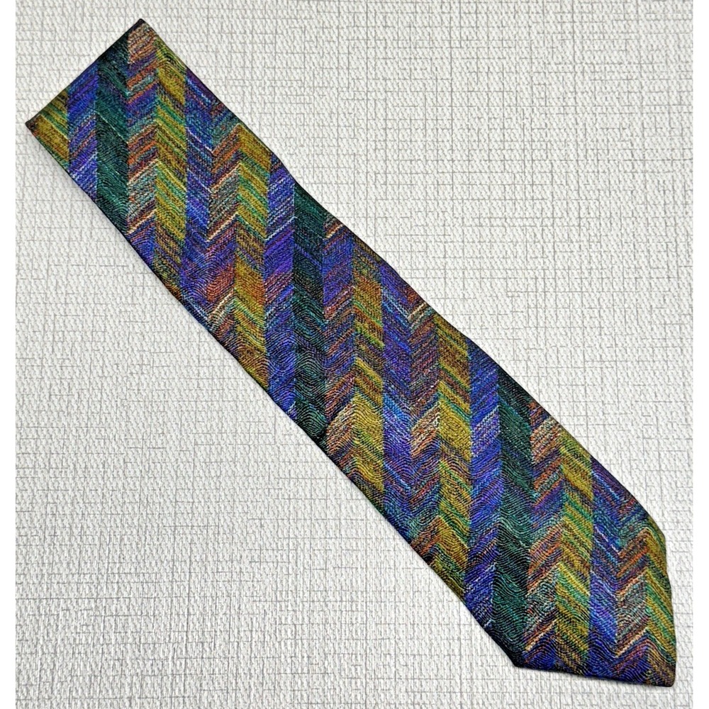 Missoni Tie Mens OS Multi Color Zigzag Chevron Silk Italian Luxury Maximalist